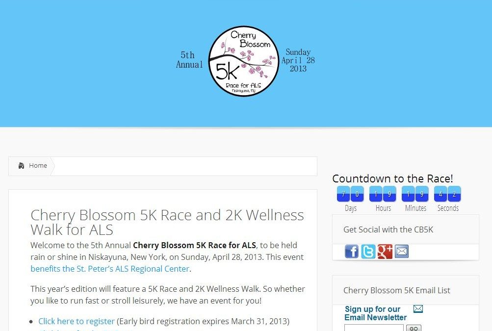 Cherry Blossom 5K Race for ALS website