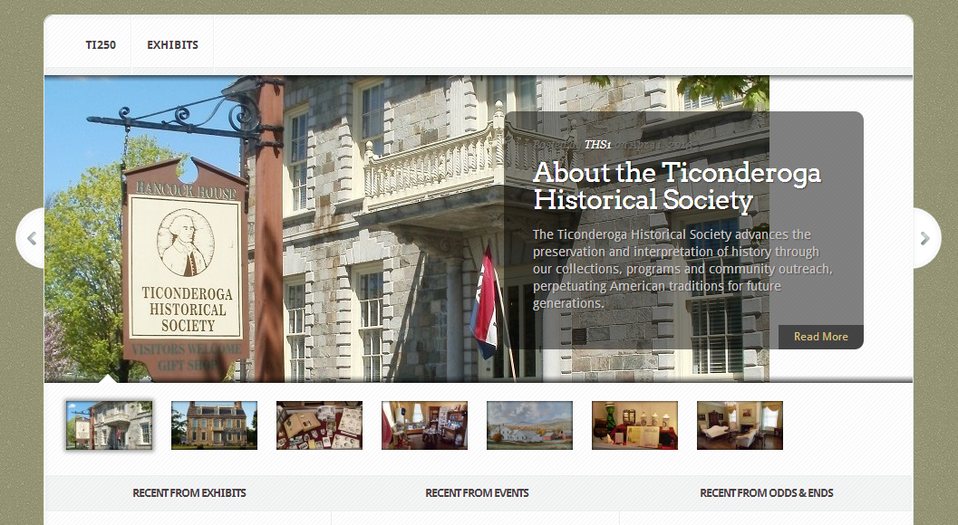 ticonderoga historical society website screenshot