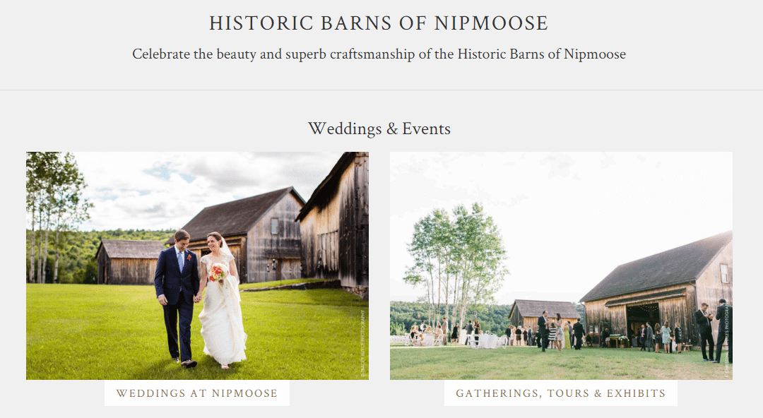 Nipmoose barns website screenshot