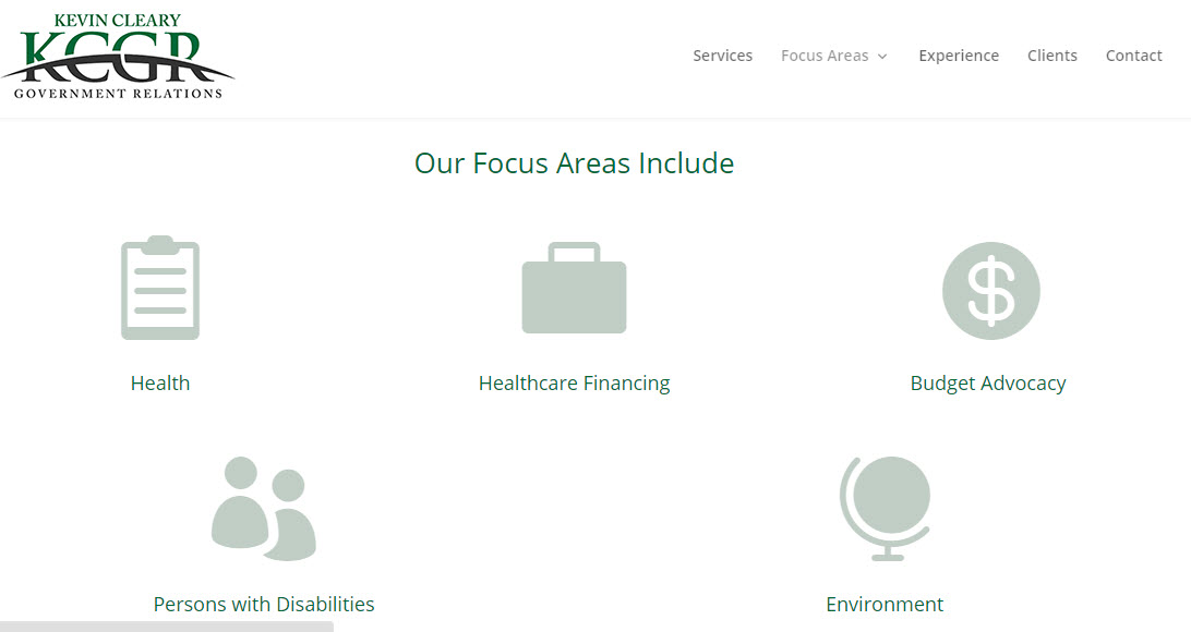 screenshot kevin cleary website