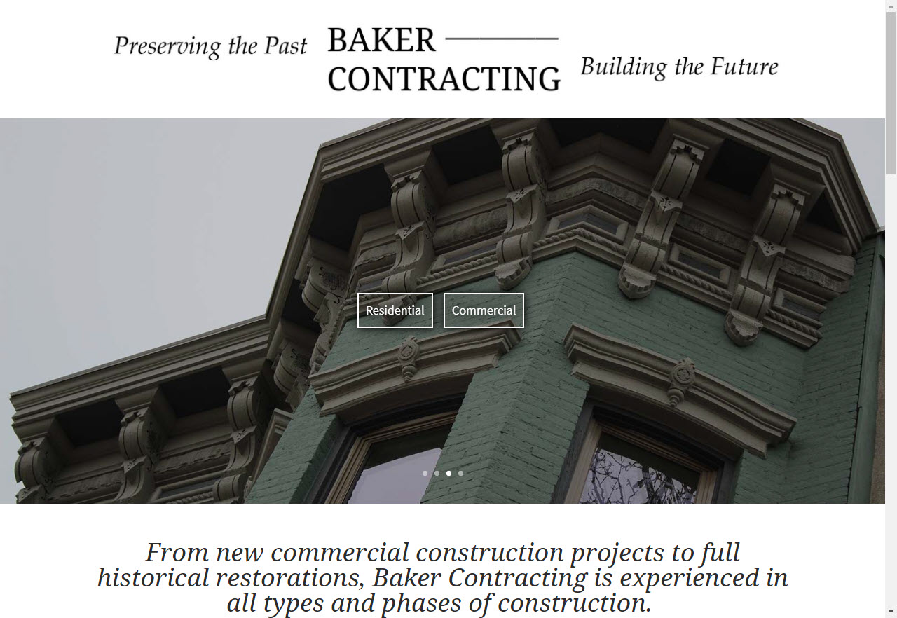 Baker Contracting website screenshot